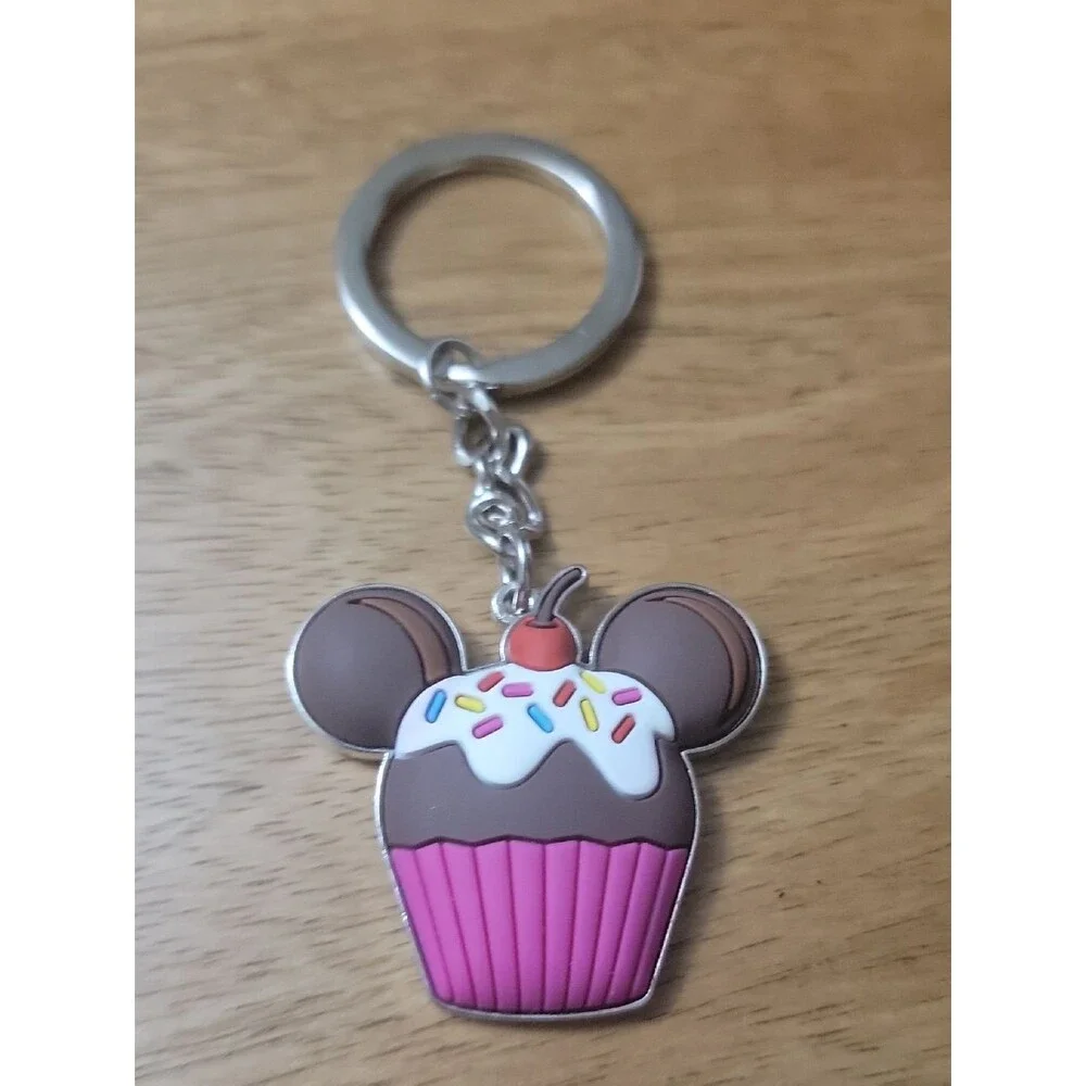 Disney Pink & Brown Cupcake Mouse Keychain